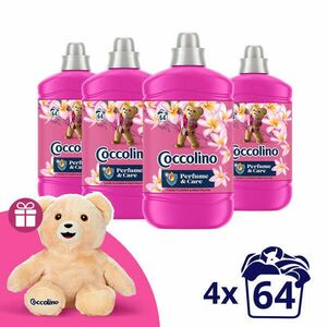 Coccolino Tiare Flower & Red Fruits Öblítő koncentrátum 256 mosás (4x1600ml) + Ajándék Coccolino Maci kép