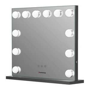 Humanas hm02 maxi álló sminktükör, 55x45 cm, 12 led, integrált érintő gombok 3 színhőmérséklet, szabályozható fény, black HUHS2856 BLACK kép