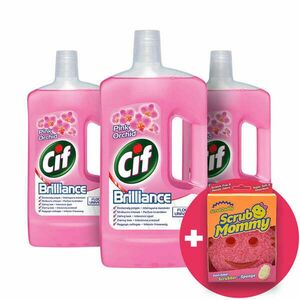 Cif Brilliance folyékony Tisztítószer Pink Orchidea 3x1L + Ajándék Scrub Mommy Szivacs kép