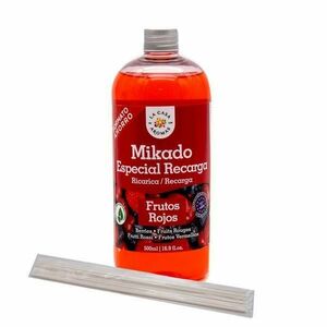 Szobaparfüm Utántöltő Rattan Pálcikákkal Piros Gyümölcsök Illatával Mikado, 500 ml kép