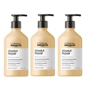 Javító sampon csomag sérült hajra, 3db. - L'Oreal Professionnel Absolut Repair Gold Quinoa + Protein Shampoo, 500ml kép