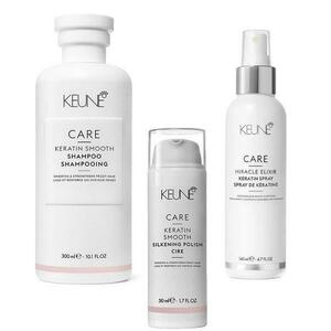 Keratinos Hajápoló Csomag - Keune Care Keratin Smooth: Sampon 300 ml, Hajkrém 50 ml, Hajkezelés 140 ml kép