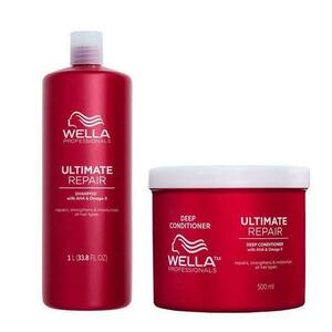 Hajápoló Csomag Javító Hatással Sérült Hajra - Wella Professionals Ultimate Repair: Sampon Ultimate Repair Shampoo, 1000 ml + Balzsam Ultimate Repair Deep Conditioner, 500 ml kép