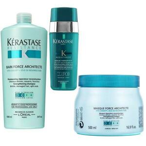 Hajjavító csomag Kerastase Resistance - Sampon 1000ml, Hajmaszk 500ml, Hajszérum 30ml kép