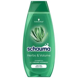 Sampon a Volumenre Organikus Rozmaring Kivonattal Vékony Hajszálú, Törékeny Hajra - Schwarzkopf Schauma Herbs & Volume Shampoo with Organic Rosemary Fine and Weak Hair, 400 ml kép