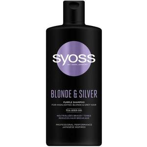 Árnyalatosító/Színező Sampon Szőke, Szürke vagy Melírozott Hajra - Syoss Professional Performance Japanese Inspired Blonde & Silver Purple Shampoo for Highlighted, Blonde & Grey Hair, 440 ml kép