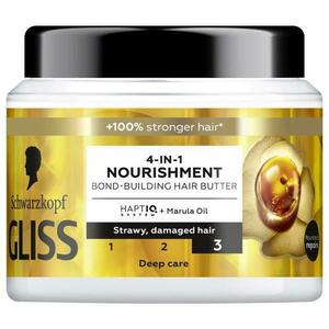 4 az 1-ben Tápláló Maszk Sérült Hajra és Töredezett Hajvégekre - Schwarzkopf Gliss 4-in-1 Nourishment Bond-Building Hair Butter, Deep Care, 400 ml kép