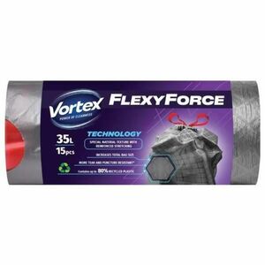 Szemeteszsákok kötözőrendszerrel - Vortex FlexyForce, 35 l, 15 db. kép