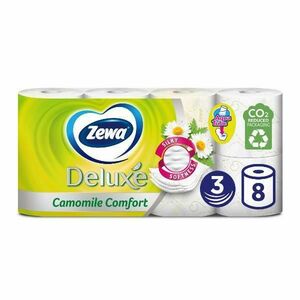 Toalettpapír Kamilla Illattal, 3 Rétegű - Zewa Deluxe Camomile Comfort, 8 tekercs kép