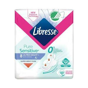 Éjszakai egészségügyi szárnyas betét – Libresse Pure Sensitive Ultra Night with Wings, 8 db. kép