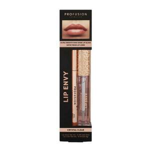 Ultra sima és fényes szájfény és ajakceruza készlet szaténes bevonattal - Profusion Cosmetics Lip Envy Crystal Clear, 1 csomag kép