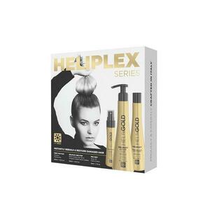 Hajkezelő Készlet - Heli's Gold Heliplex Series Intro Kit: Sampon Prep for Plex 300 ml + Szérum One Step Bond Complex 250 ml + Spray-Olaj Pro Mist 30 ml: kép