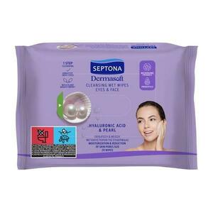 Nedves sminktisztító törlőkendők - Septona Dermasoft Hyaluronic Acid & Pearl, 20 db. kép