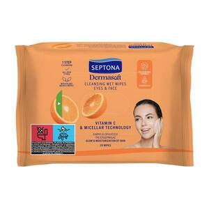 Nedves sminktisztító törlőkendők – Septona Dermasoft Vitamin C & Micellar Technology, 20 db. kép