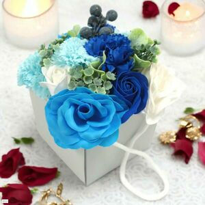 Szappanvirág csokor- romantikus esküvői kék (LSF-05) kép