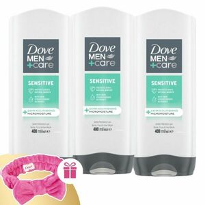 Dove Men+Care Tusfürdő Sensitive 3x400ml + Ajándék Hajpánt kép