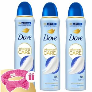 Dove izzadásgátló Aeroszol Advanced Care Talco 3x150ml + Ajándék Hajpánt kép