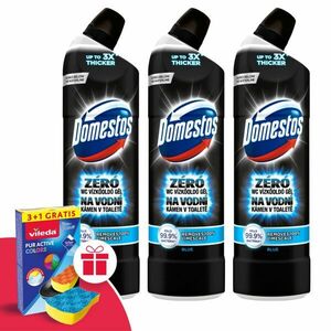 Domestos Zéró Blue WC Vízkőoldó 3x750ml + Ajándék Vileda Szivacs kép