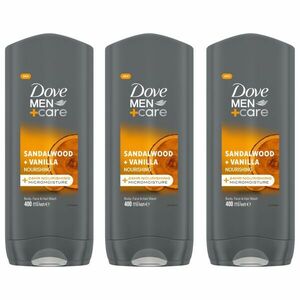 Dove Men+Care férfi Tusfürdő Sandalwood + Vanilla 3x400ml kép