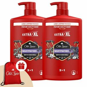 Old Spice Night Panther 3in1 férfi Sampon és Tusfürdő 2x1000ml +... kép