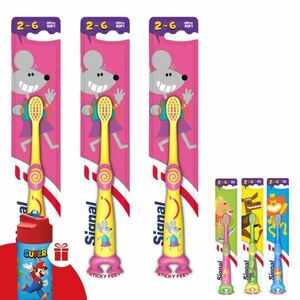 Signal Ultra Soft gyerek Fogkefe 3db + Ajándék Kulacs kép