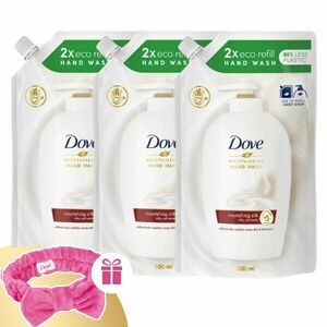 Dove Folyékony Szappan Utántöltő Silk 3x500ml + Ajándék Hajpánt kép