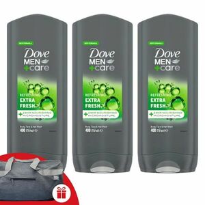 Dove Men+Care Tusfürdő Extra Fresh 3x400ml + Ajándék Dove Sporttáska kép
