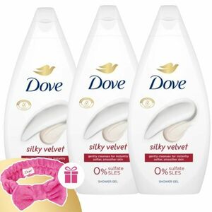 Dove Silky Velvet Krémtusfürdő 3x450ml + Ajándék Hajpánt kép