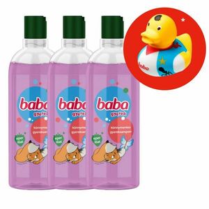 Baba Gyerek Sampon Eper Illatú, Könnymentes 3x400ml + Ajándék Gumikacsa kép