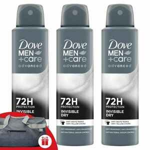 Dove Férfi Dezodor Invisible Dry 3x150ml + Ajándék Dove Sporttáska kép