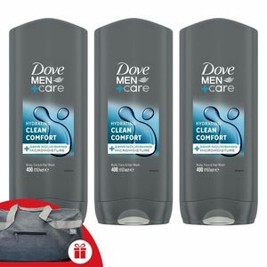 Dove Men+Care Tusfürdő Clean Comfort 3x400ml + Ajándék Dove Sporttáska kép