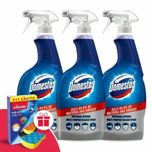 Domestos Universal Hygiene Spray 3x750ml + Ajándék Vileda Szivacs kép