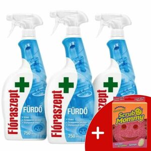 Flóraszept Fürdőszobai Spray 3x750ml + Ajándék Scrub Mommy Szivacs kép