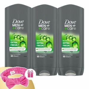 Dove Men+Care Tusfürdő Extra Fresh 3x400ml + Ajándék Hajpánt kép