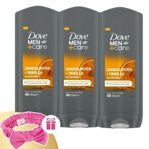 Dove Men+Care férfi Tusfürdő Sandalwood + Vanilla 3x400ml+ Ajándé... kép