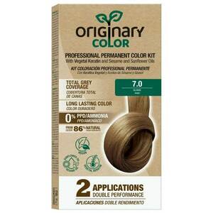 Professzionális hajszínező készlet keratinnal és növényi olajokkal - KÜLÖNBÖZŐ ÁRNYALATOK - Originary Color Színn (Farba): Szőke 7/0 kép