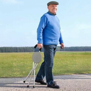 Összehajtható sétapálca lehajtható ülőfelülettel kép