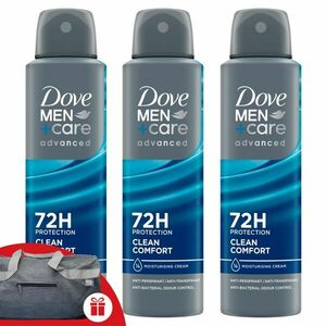 Dove Férfi Dezodor Clean Comfort 3x150ml + Ajándék Dove Sporttáska kép