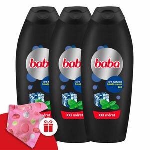 Baba Férfi Tusfürdő Menta 3x750ml + Ajándék Baba Hajturbán kép