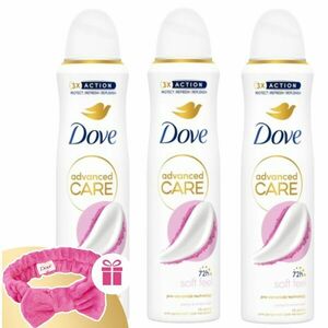 Dove Advanced Care női Dezodor Soft-Feel 3x150ml + Ajándék Hajpánt kép