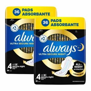Always Ultra Secure Night szárnyas Egészségügyi Betét 2x36db kép