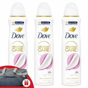 Dove Advanced Care női Dezodor Soft-Feel 3x150ml + Ajándék Dove S... kép