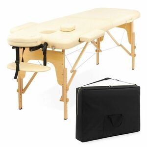 Pepita 2 zónás fa összecsukható Masszázságy tároló bőrönddel - Bézs kép