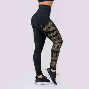 Intense Gold Print Black női leggings - NEBBIA kép