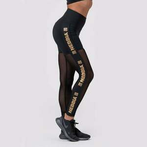 Intense Gold Mesh Black női leggings - NEBBIA kép