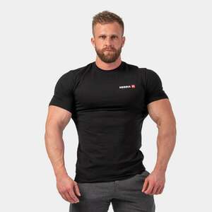 NEBBIA Men‘s T-shirt Minimalist Logo Black kép