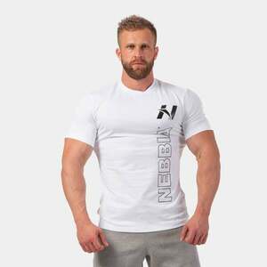 NEBBIA Men‘s T-shirt Vertical Logo White kép