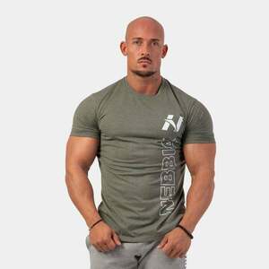NEBBIA Men‘s T-shirt Vertical Logo Khaki kép