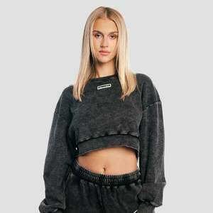 GymBeam Women‘s Aura Cropped Sweatshirt Washed Black kép