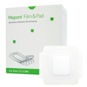 Mepore Film & Pad steril öntapadó átlátszó nedvszívó filmkötszer 5 x 7 cm 85 db kép